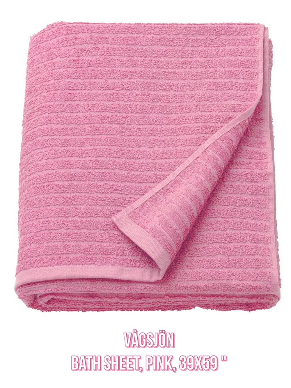 VÅGSJÖN Pink Bath Sheet